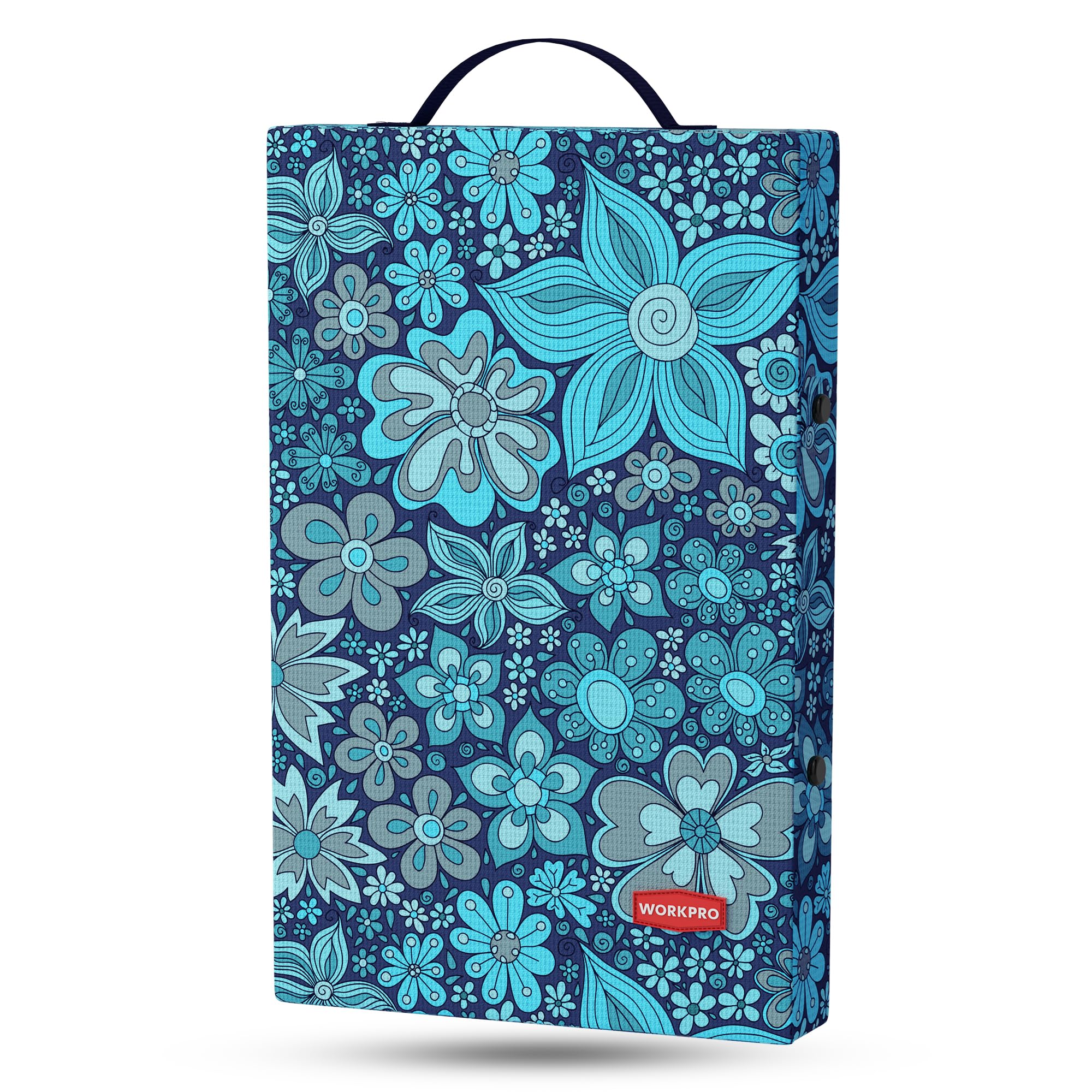 WORKPRO kneeling pad with removable cover shown on workspace for easy cleaning and fast changes