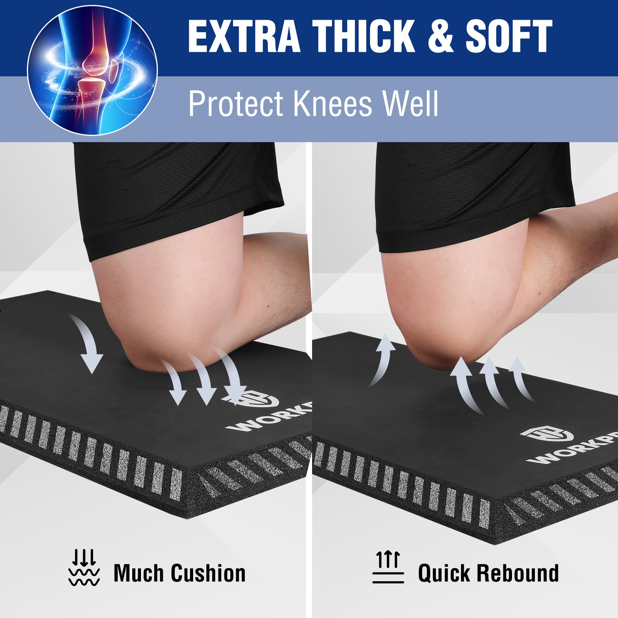WORKPRO kneeling pad thick foam delivers durable comfort over time.