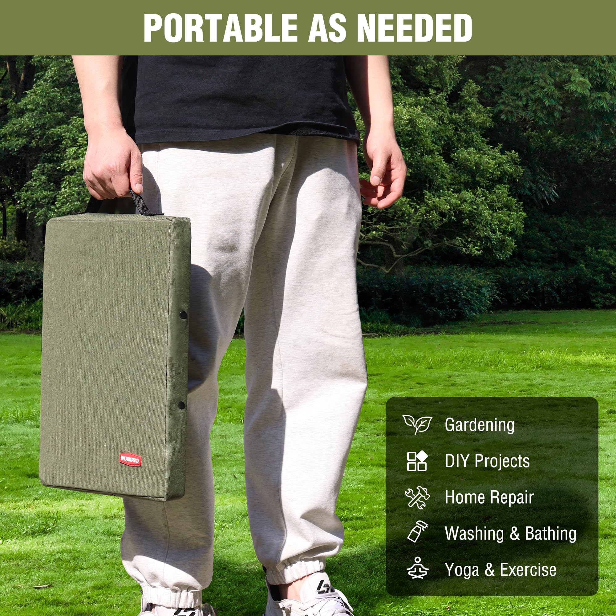 WORKPRO kneeling pad versatile scenarios including gardening and camping