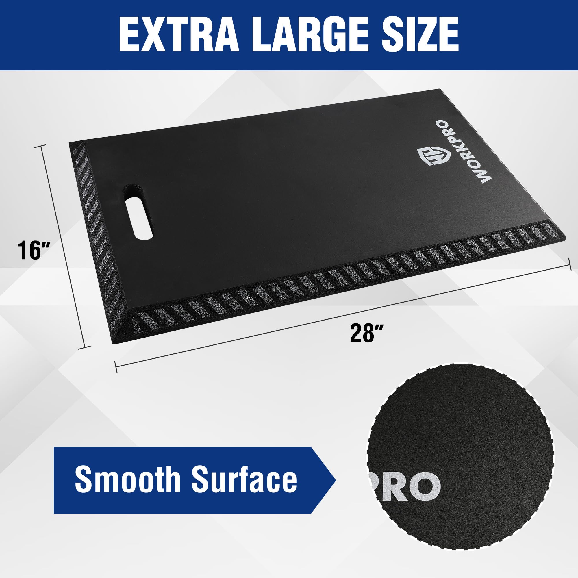 WORKPRO kneeling pad waterproof and dirt-resistant surface supports outdoor use.