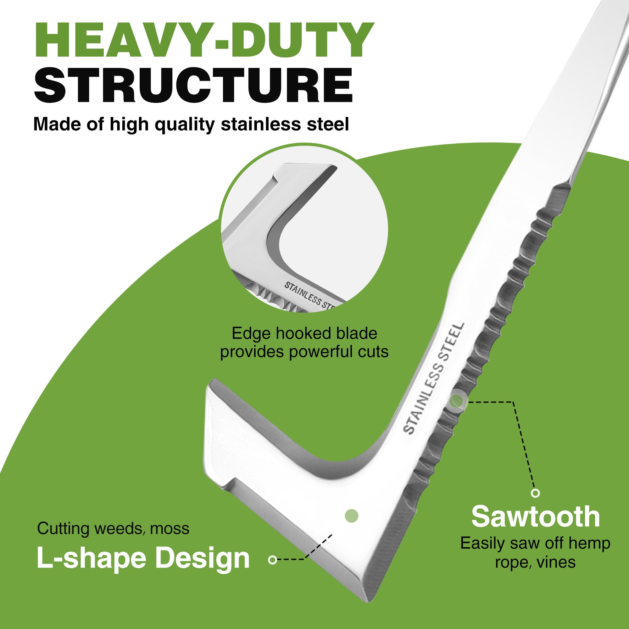 WORKPRO L-shaped crack weeder edge reaches narrow gaps from multiple angles.