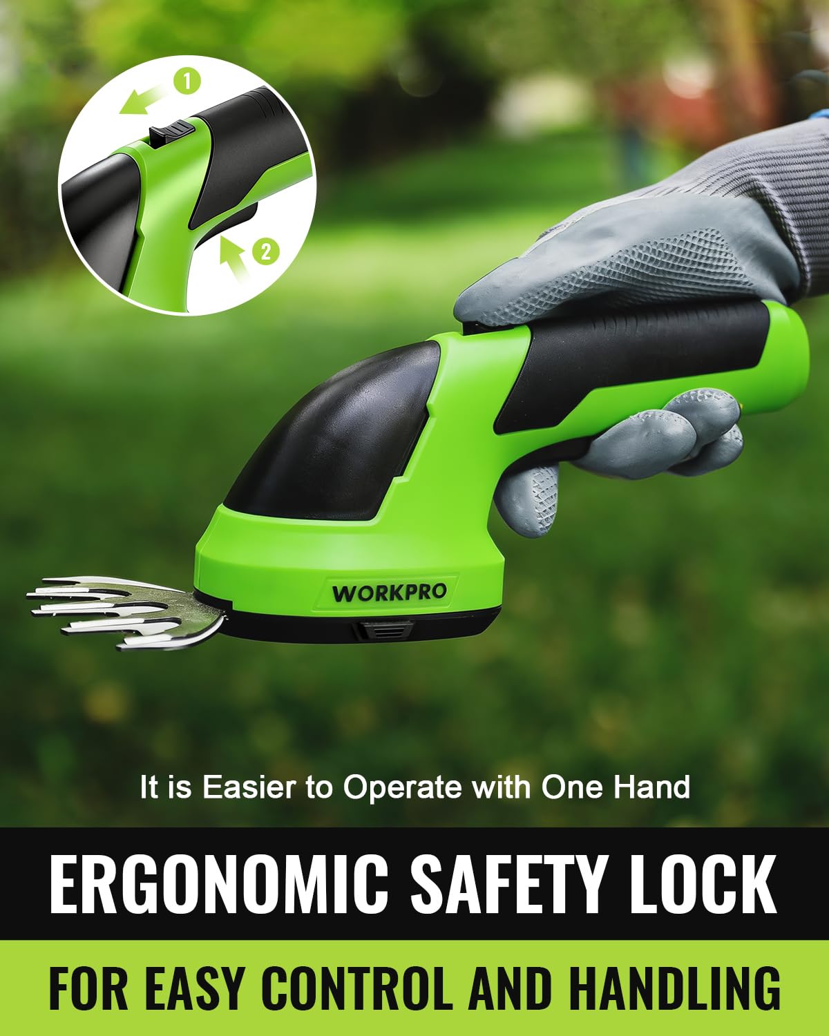 WORKPRO lightweight handle designed for comfortable one-handed use