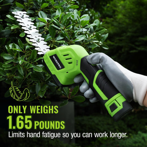 WORKPRO lightweight handle reduces fatigue during long trimming.