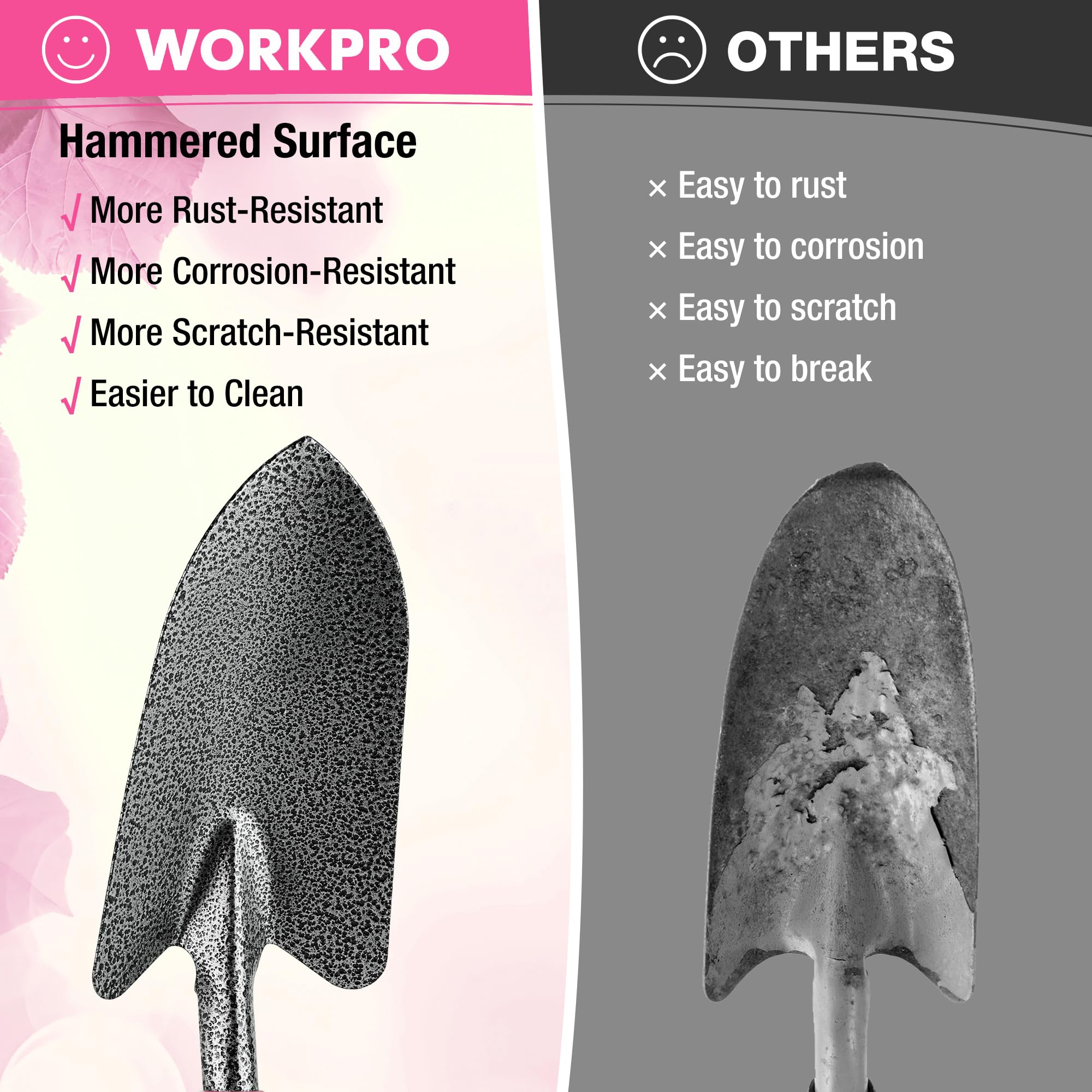 WorkPro pink cultivator assists soil aeration and root work