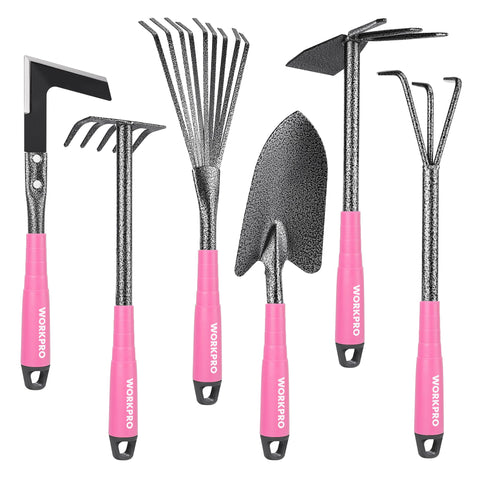WorkPro pink garden tool set trowel with comfortable grip for precise planting