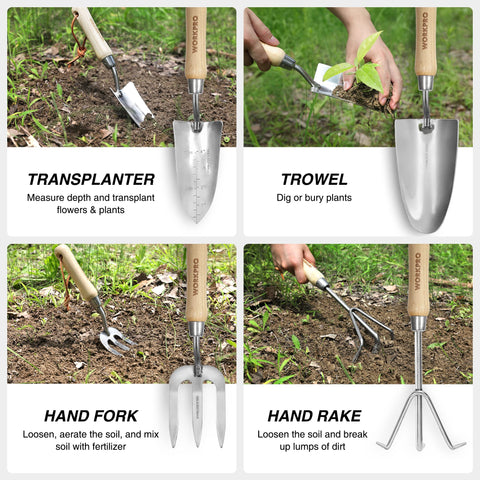 WORKPRO trowel with ergonomic wood handle for easy soil work