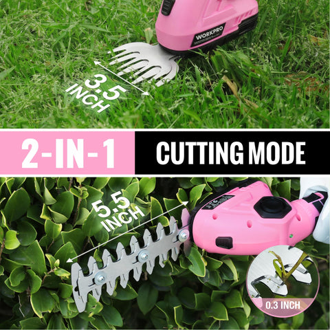 WORKPRO pink ribbon 2-in-1 hedge shear design for trimming and pruning