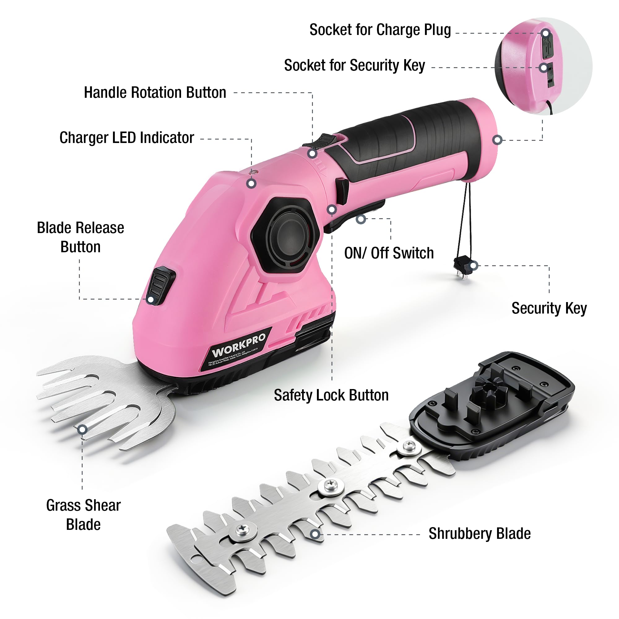 WORKPRO pink ribbon safety key with double lock for secure operation