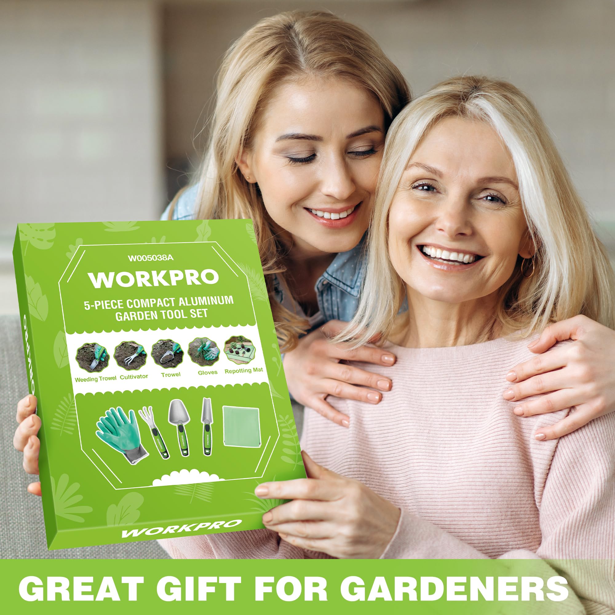 WORKPRO powder-coated tools resist rust for durable gardening sessions.