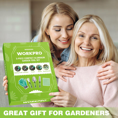 WORKPRO powder-coated tools resist rust for durable gardening sessions.