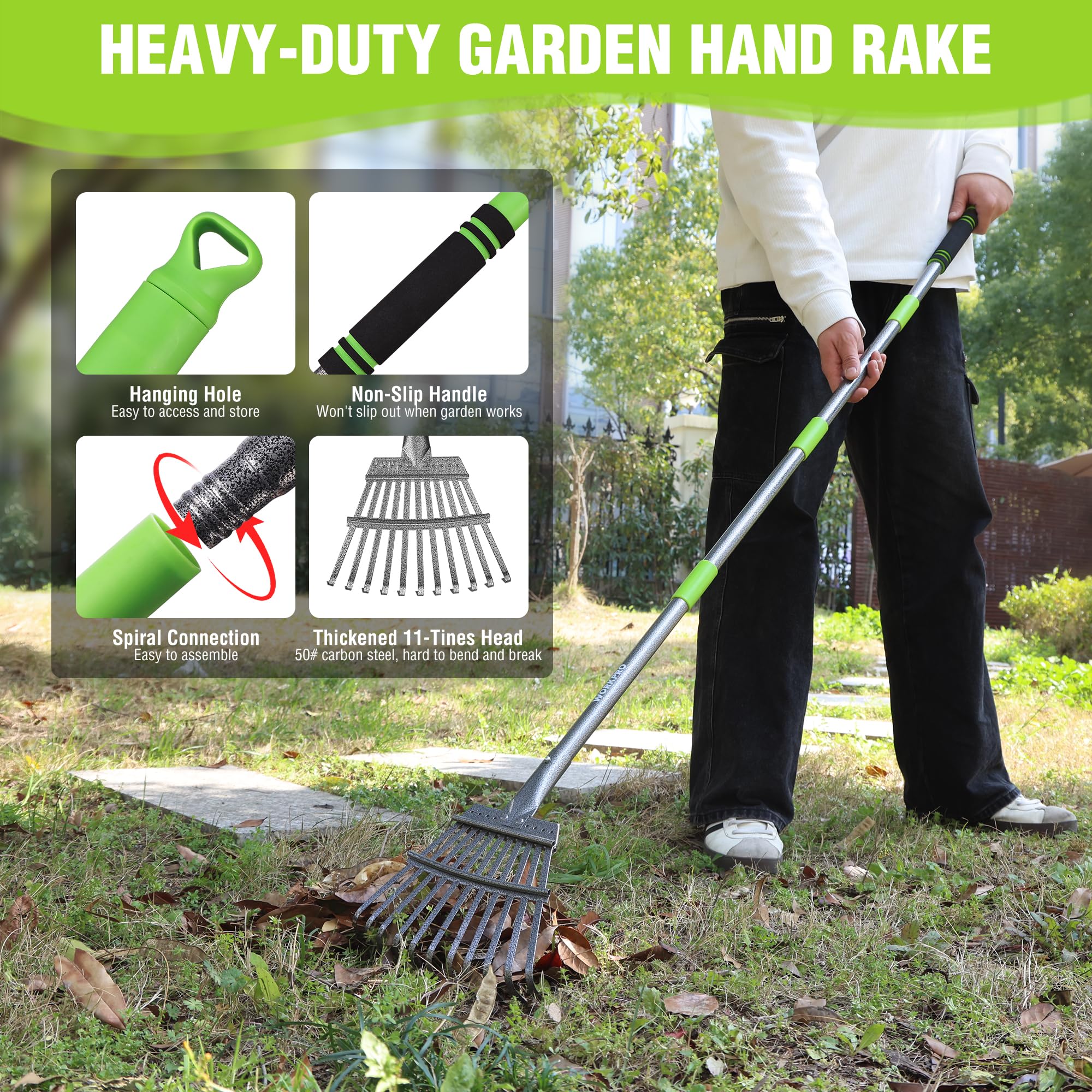 WORKPRO rake features anti-rust coating for long-lasting performance