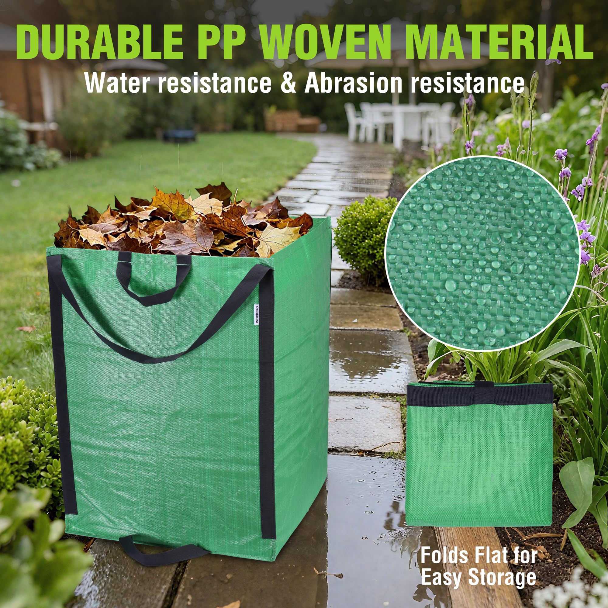 WORKPRO reinforced-handles enable easy carrying to disposal