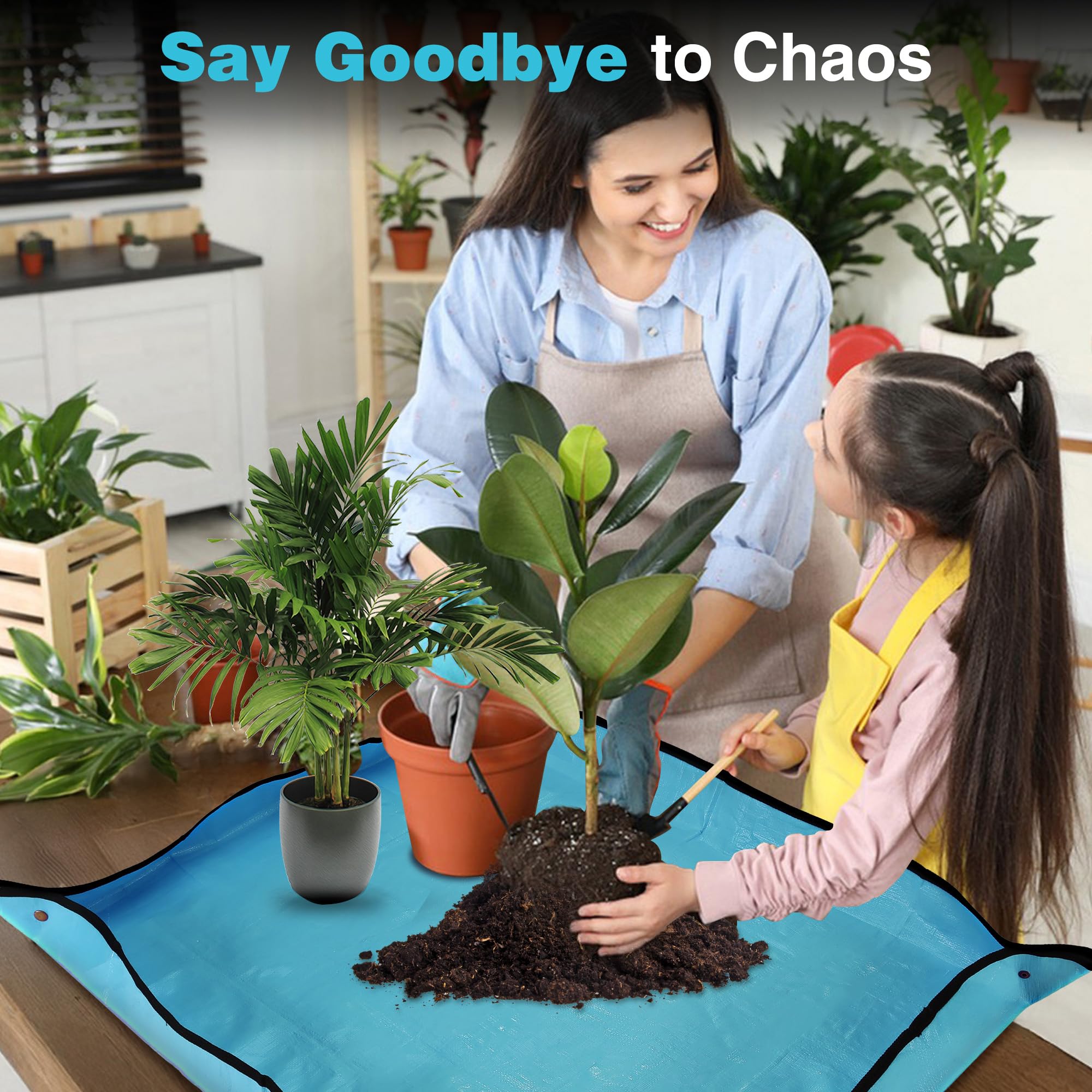 WORKPRO repotting mat waterproof surface dries quickly after washing.
