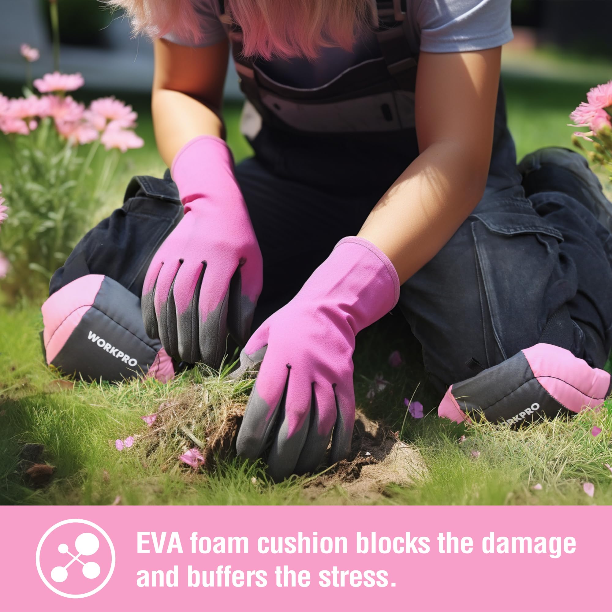 WORKPRO knee pads soft lining enhances comfort during long tasks.