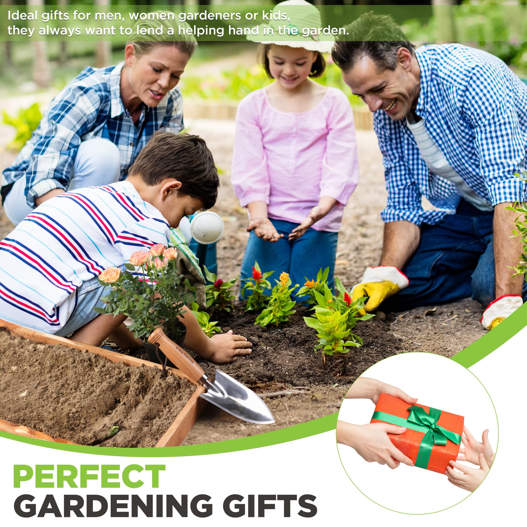 WORKPRO trowel for soil mixing and transplanting in pots and beds