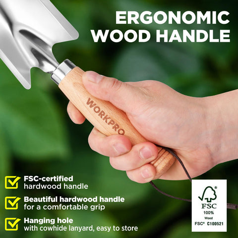 WORKPRO trowel in soil demonstrates easy penetration into tough ground