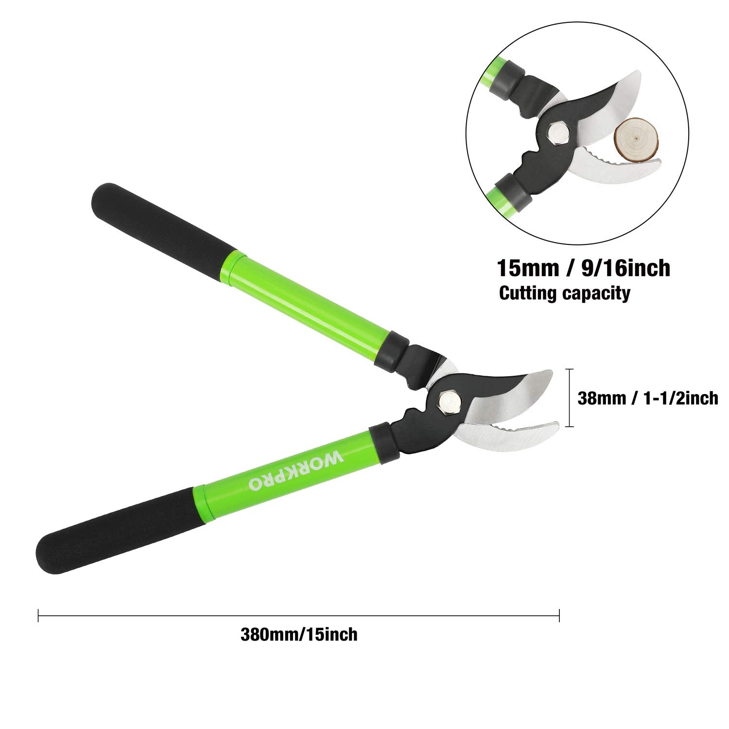 WORKPRO W151010 hand pruner 8in close-up ideal for precise trimming.