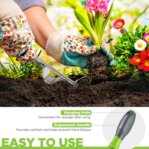 WORKPRO weed puller tool compact storage hole for hanging