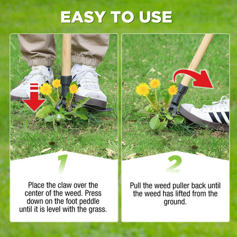 WorkPro removes dandelions and crabgrass with minimal bending.