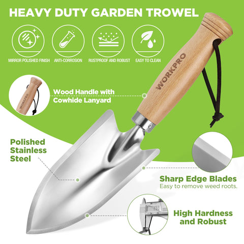 WORKPRO wooden handle close-up highlighting comfortable grip and FSC-certified sustainability