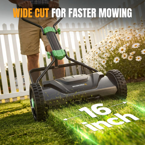 WORKPROX 5-blade reel close-up for clean cuts.