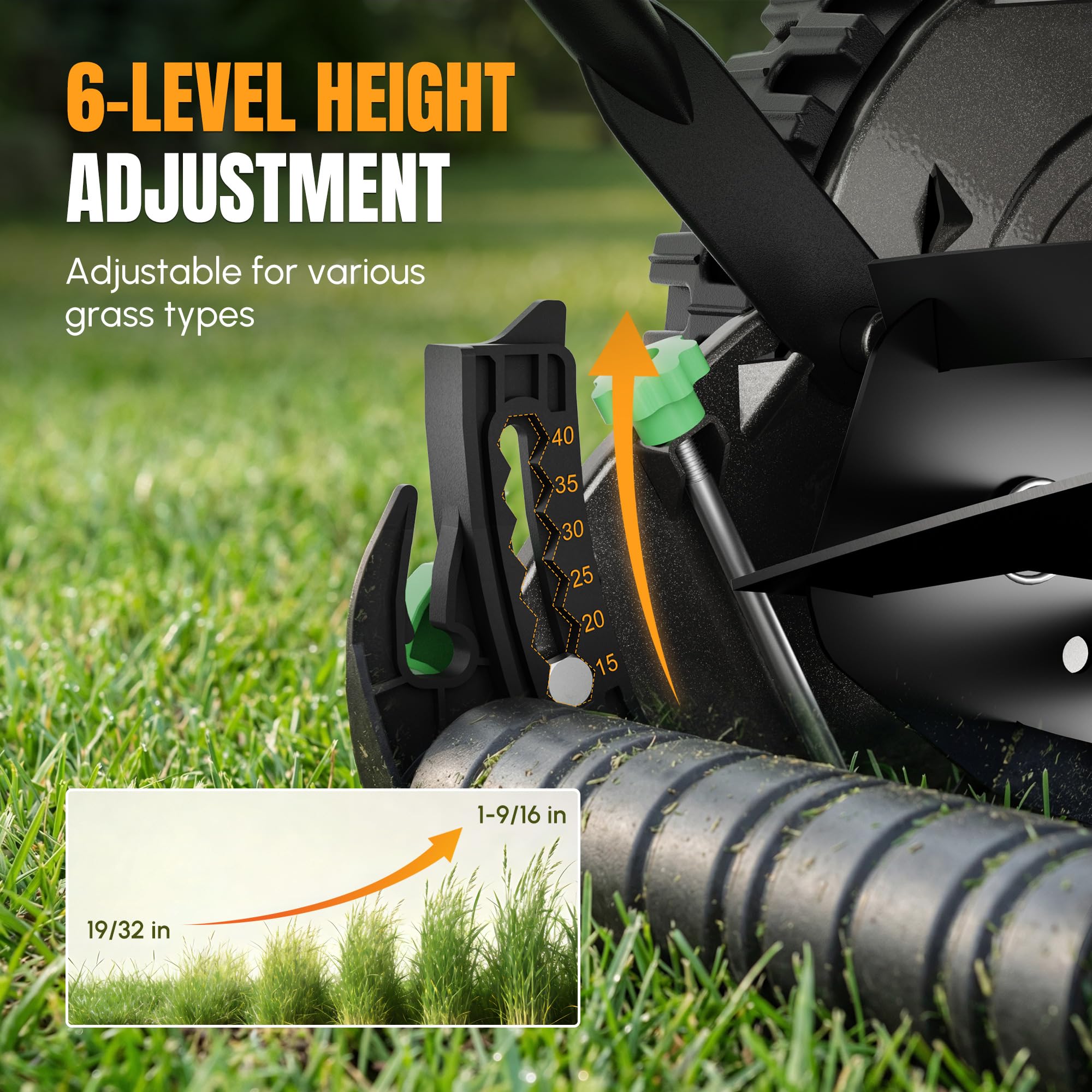 WORKPROX detachable 8-gallon grass catcher for simple debris disposal.