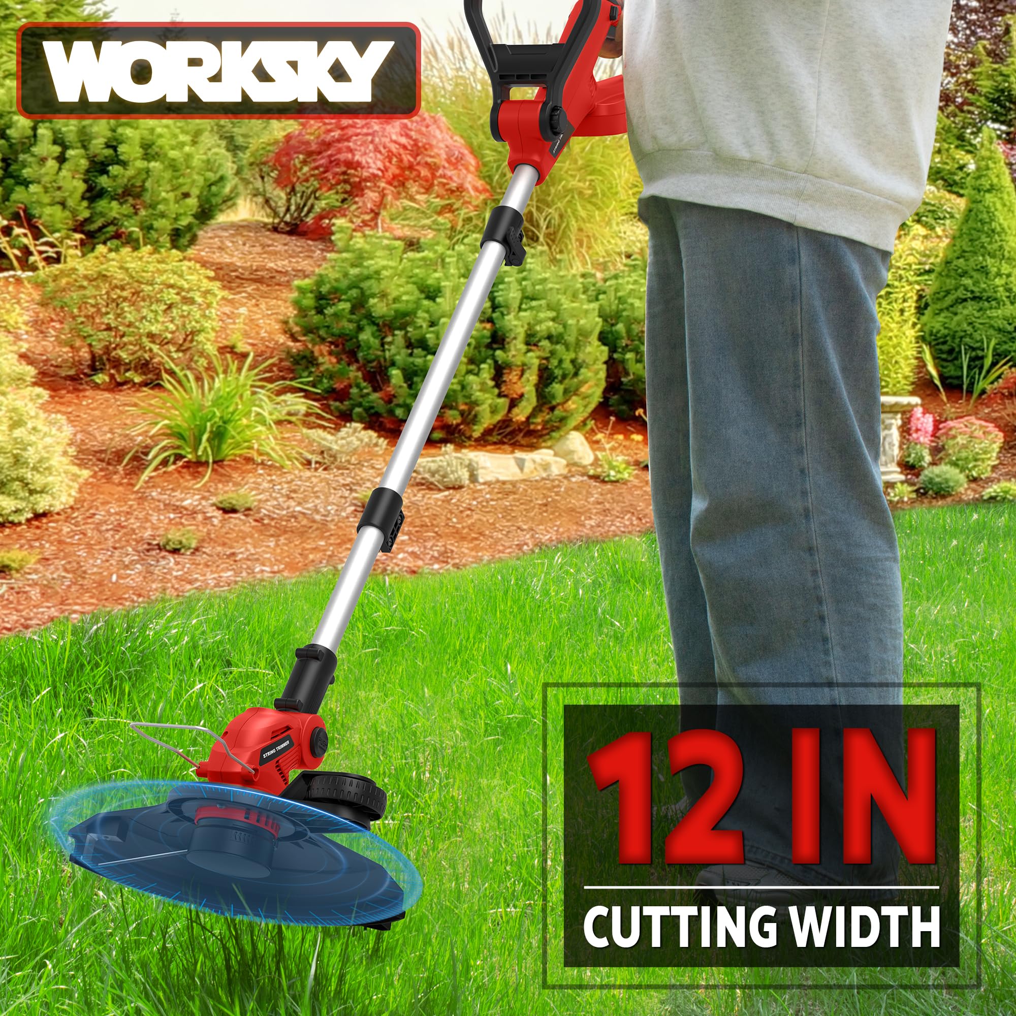 WorkSky automatic line-feed trimmer enables quick operation.