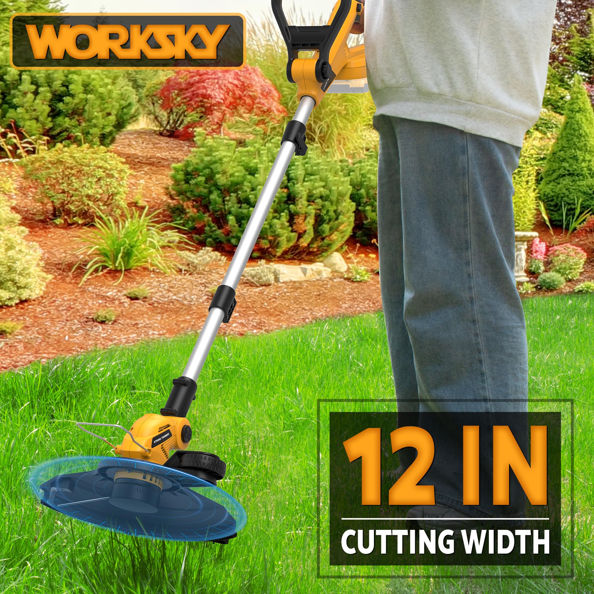 Worksky trimmer designed to be compatible with DeWalt 20V Max batteries you own.