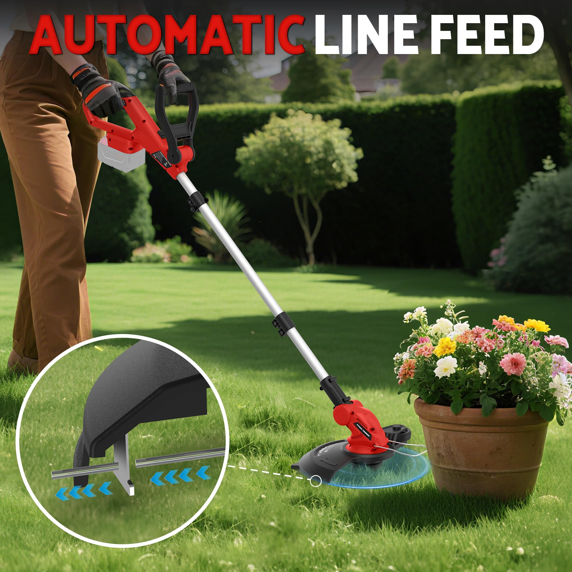 WorkSky versatile modes: trimmer, edger, and mower.