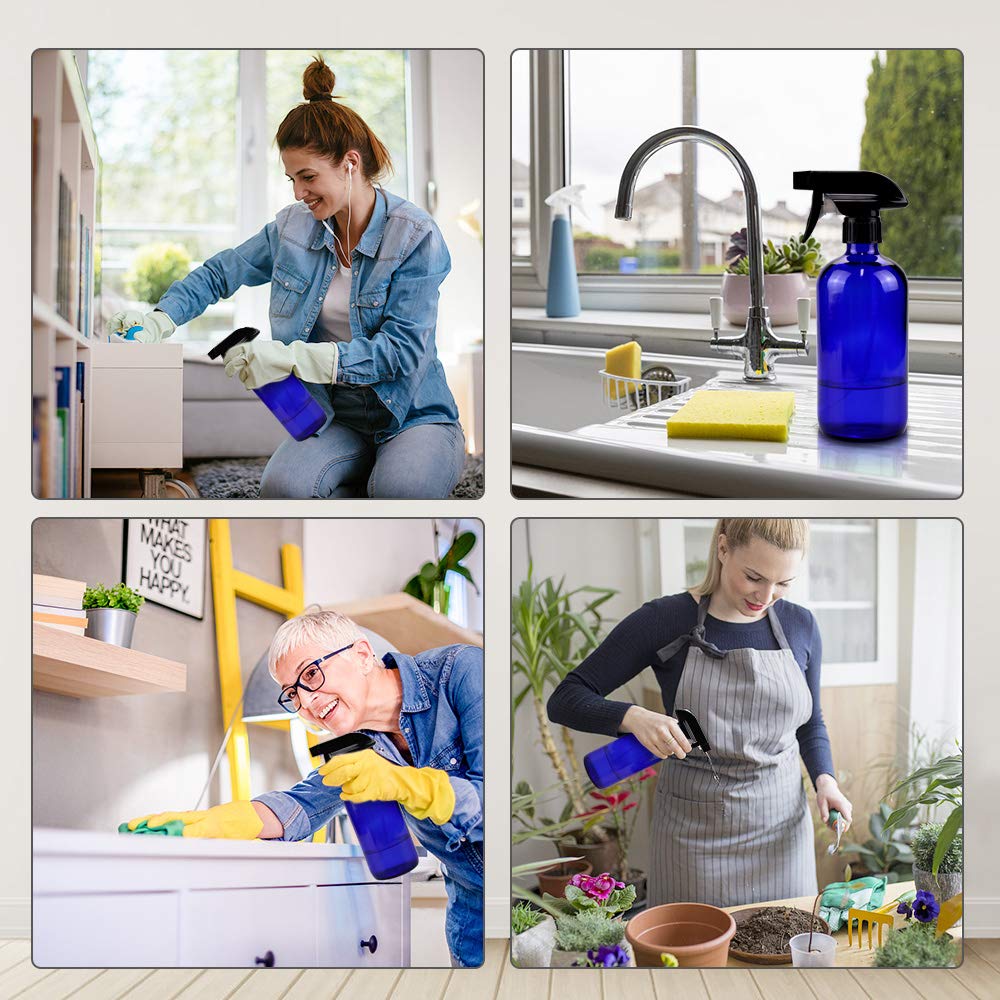 Worldgsb blue packaging highlighting a reusable glass spray bottle collection