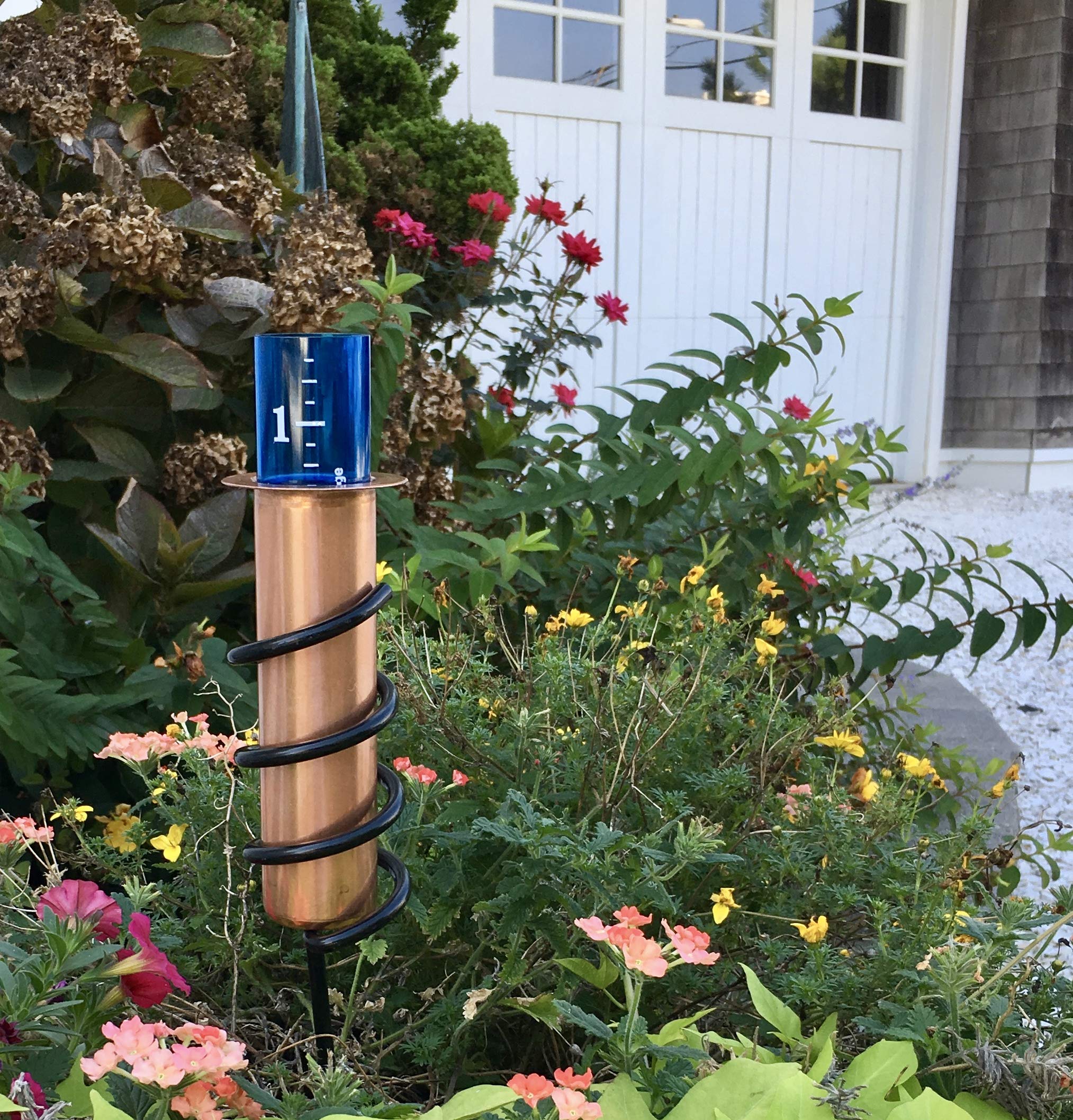 Worlds Coolest Rain Gauge patina aging copper finish for timeless outdoor style.