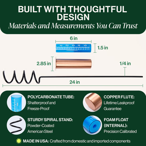 Worlds Coolest Rain Gauge winter-safe design ready for year-round use.
