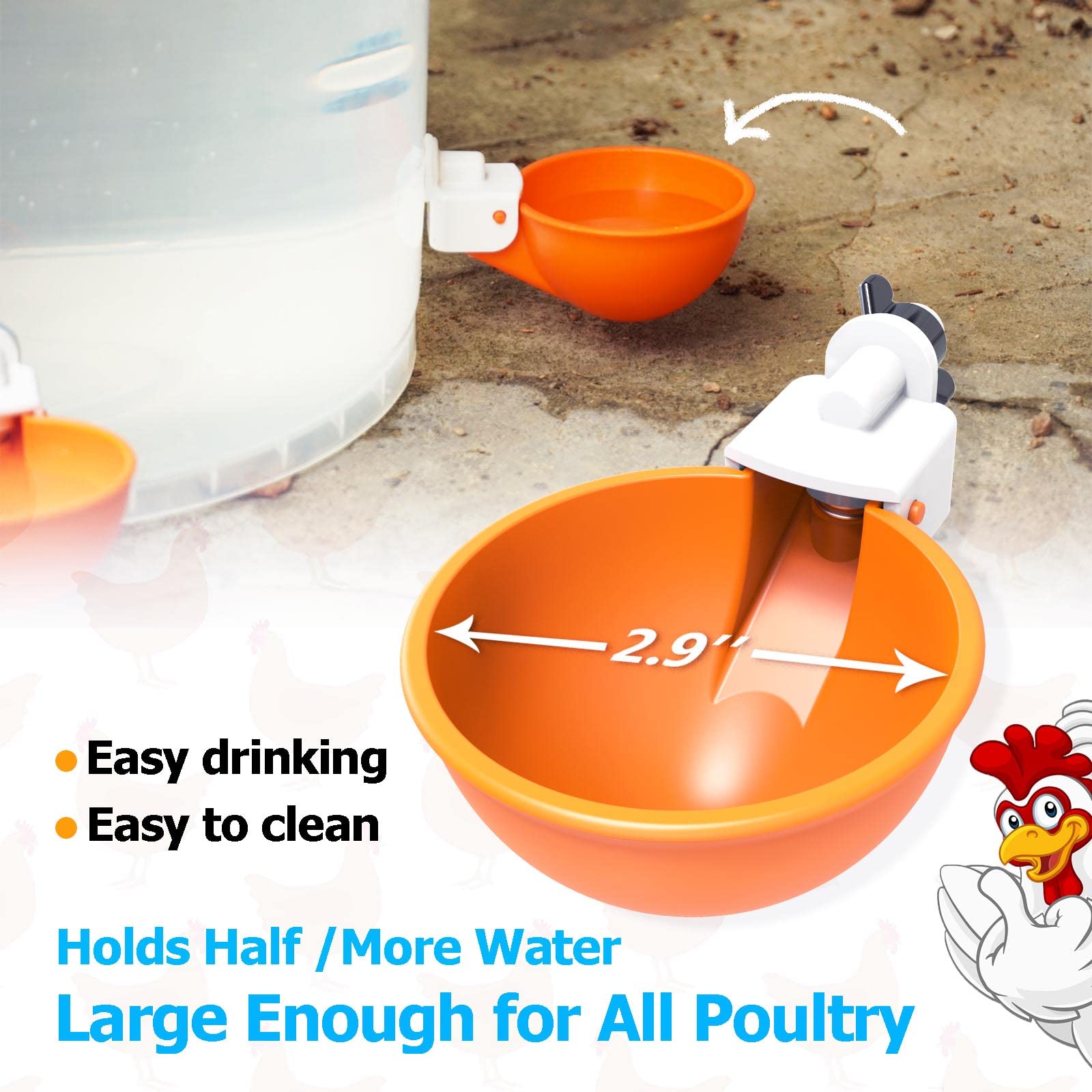 WORLEYX waterer cups insert closeup highlights durable inserts for easy cleaning.