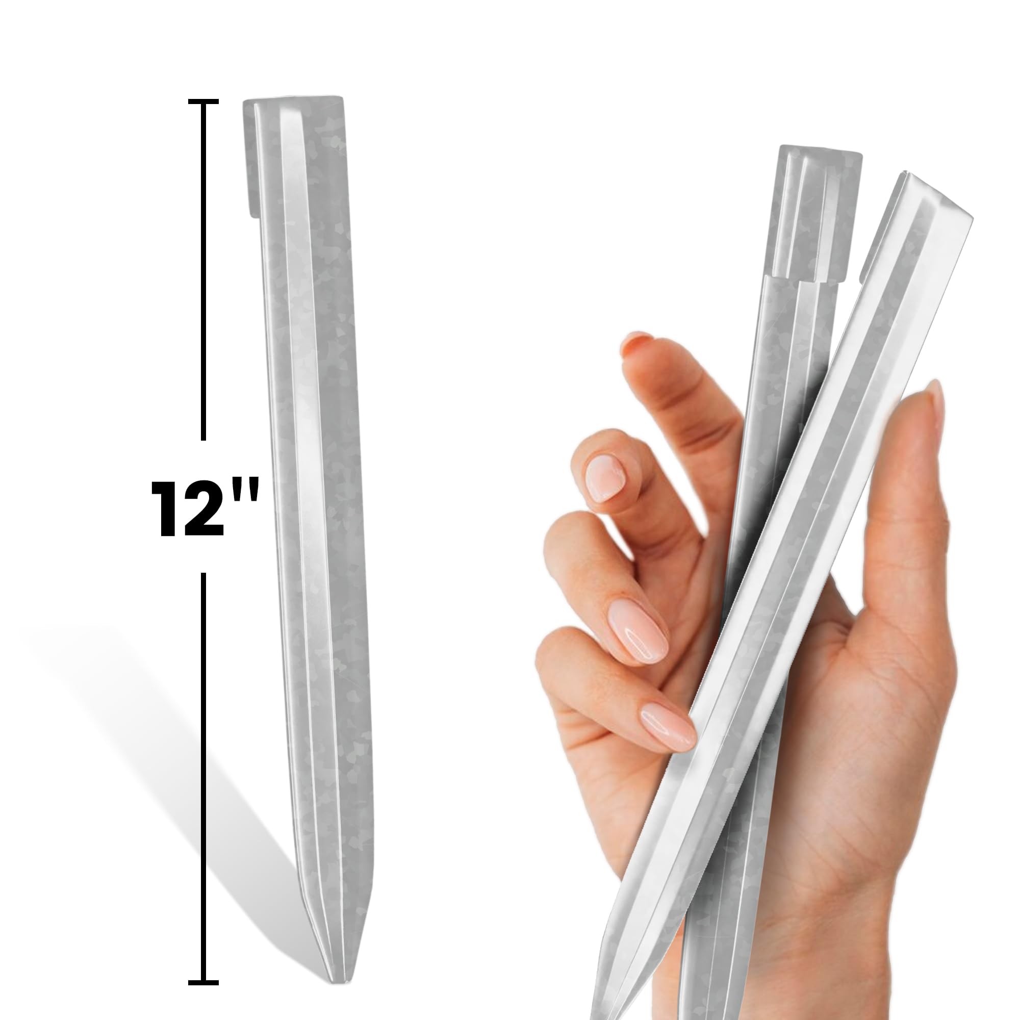 Worth 12 inch galvanized steel stake for durable, reusable garden edging.