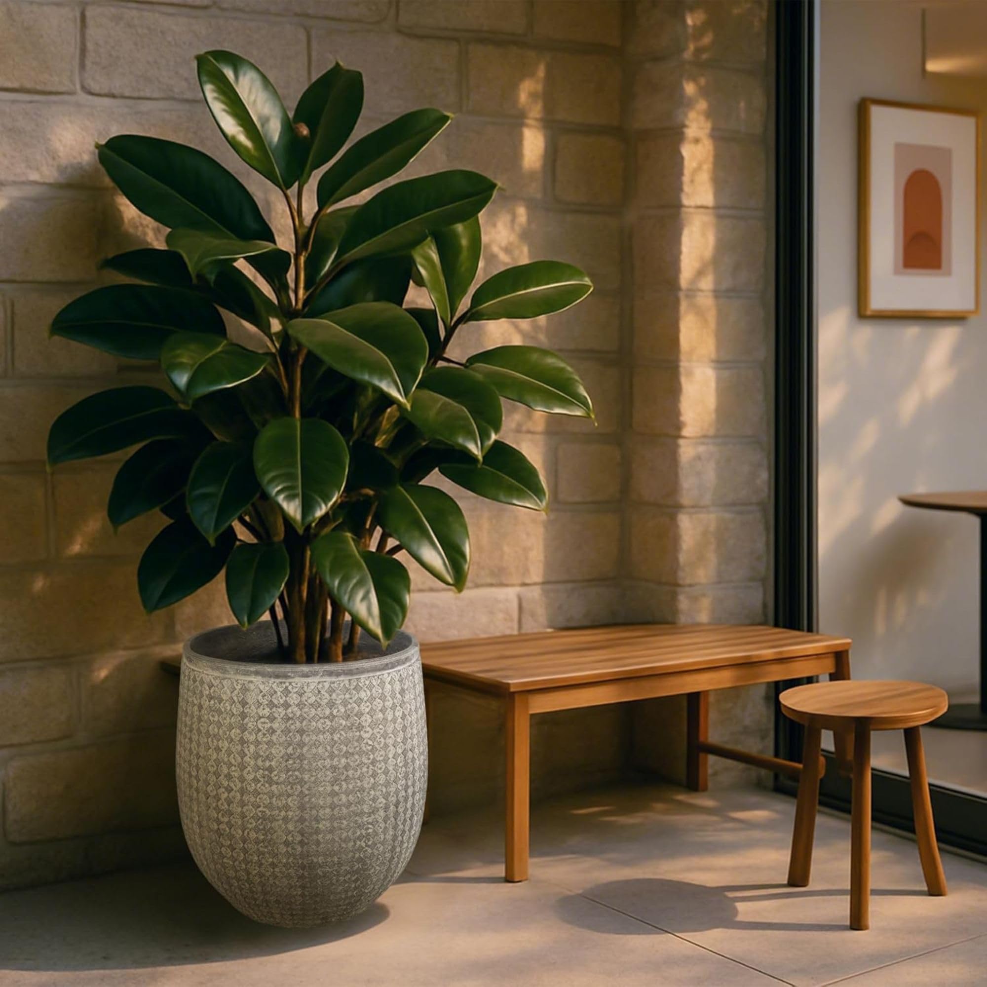 Worth 17.5-inch height planter provides space for medium plants and vertical interest