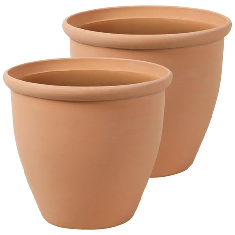 Worth 2-Pack 15-Inch Round Planter front view showcasing large indoor plants