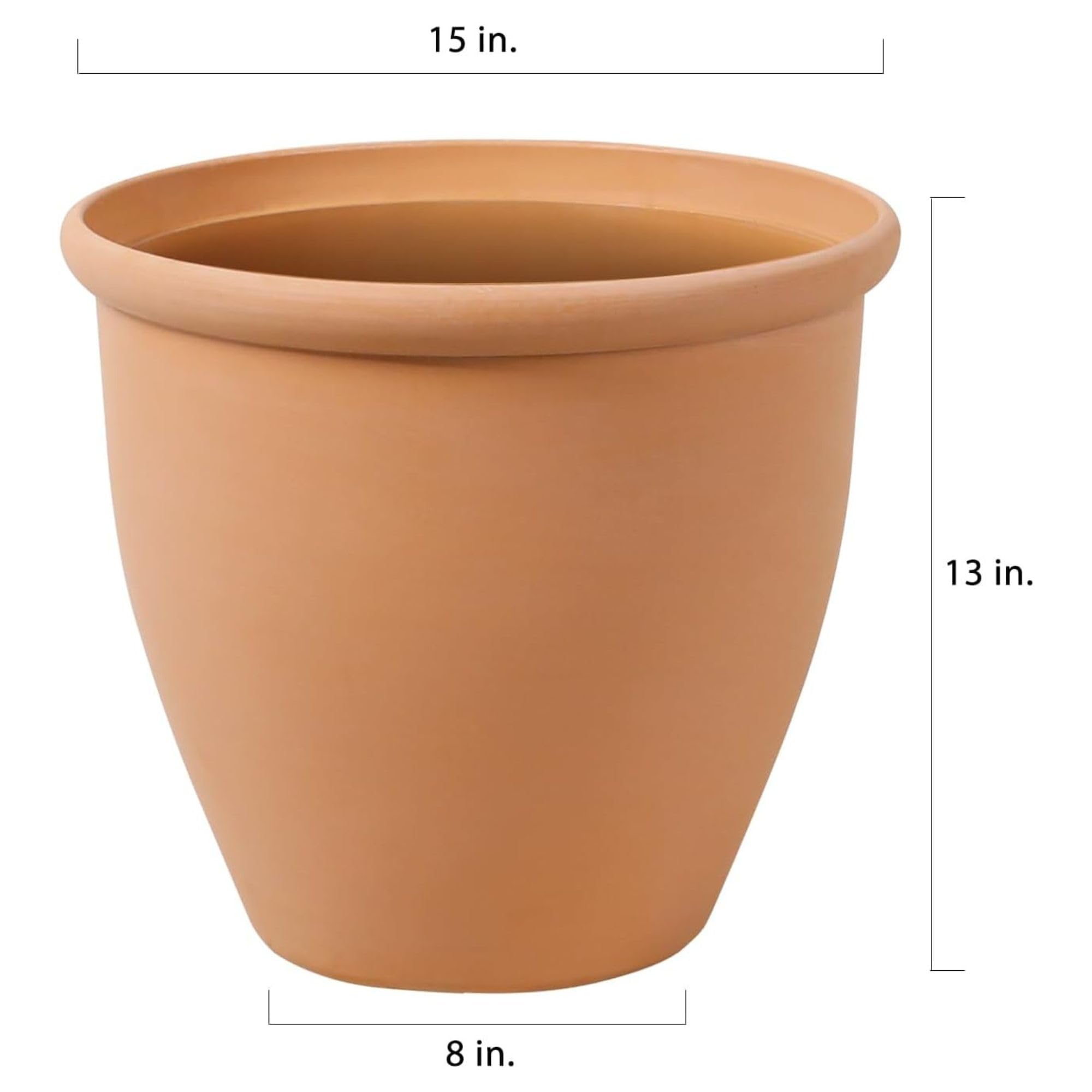Worth 2-Pack 15-Inch Round Planter side view blends with decor