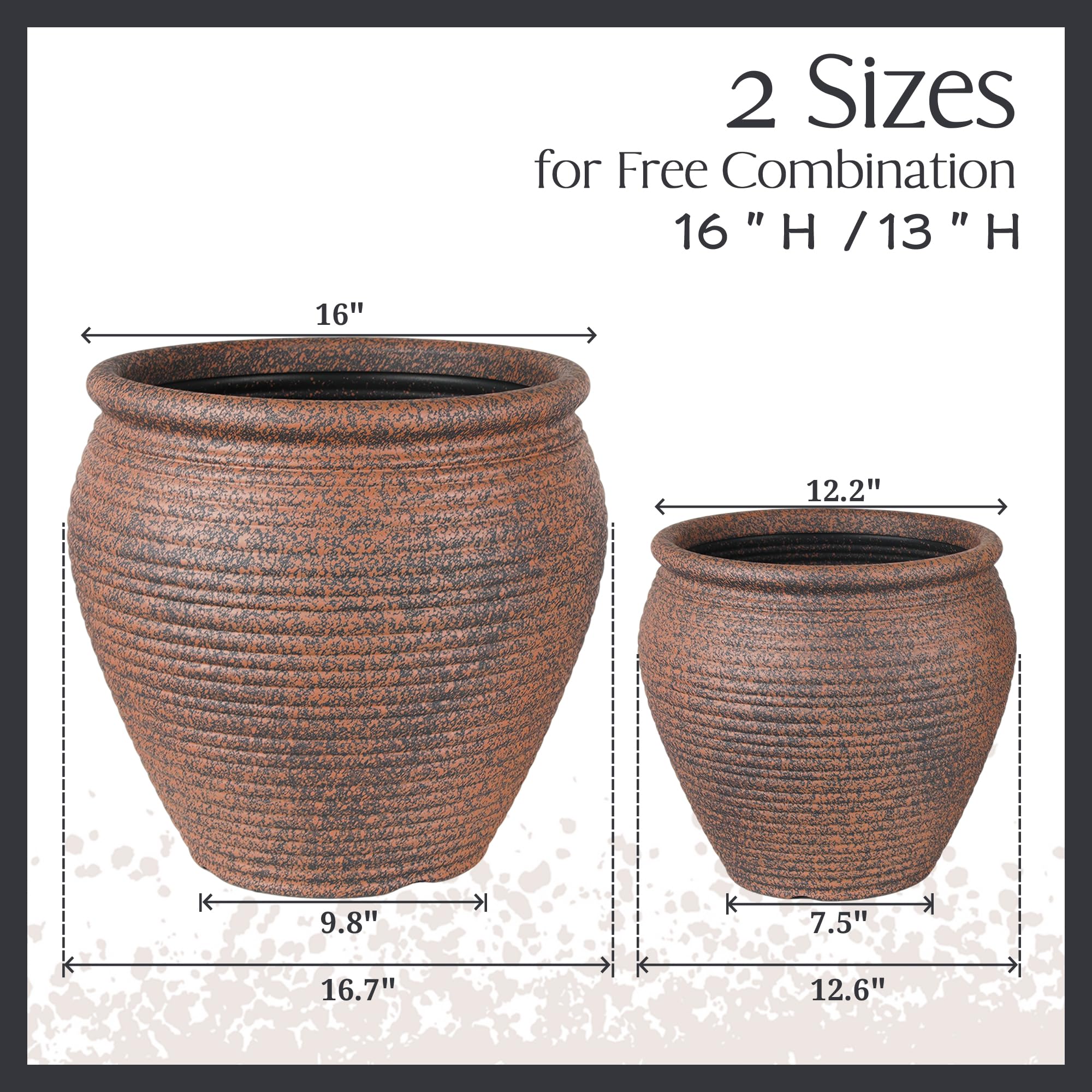 Worth clay-pot-style planter outdoor-ready weather-resistant plastic.