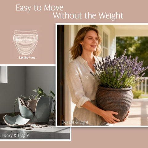 Worth clay-pot-style planter with removable plug for easy watering control.