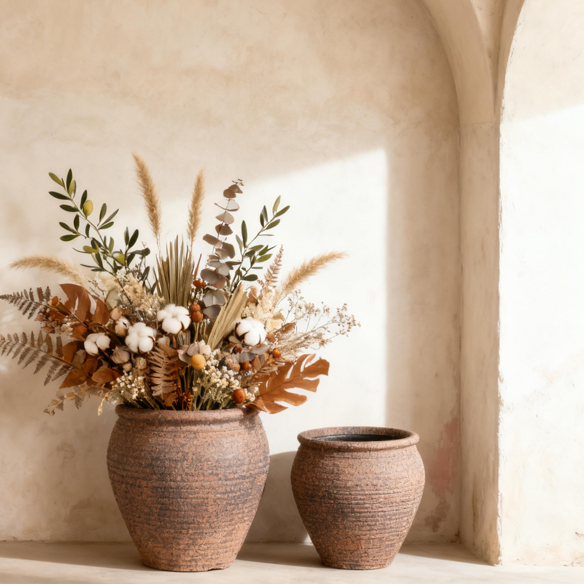 Worth clay-pot-style planter rustic look adds farmhouse charm.