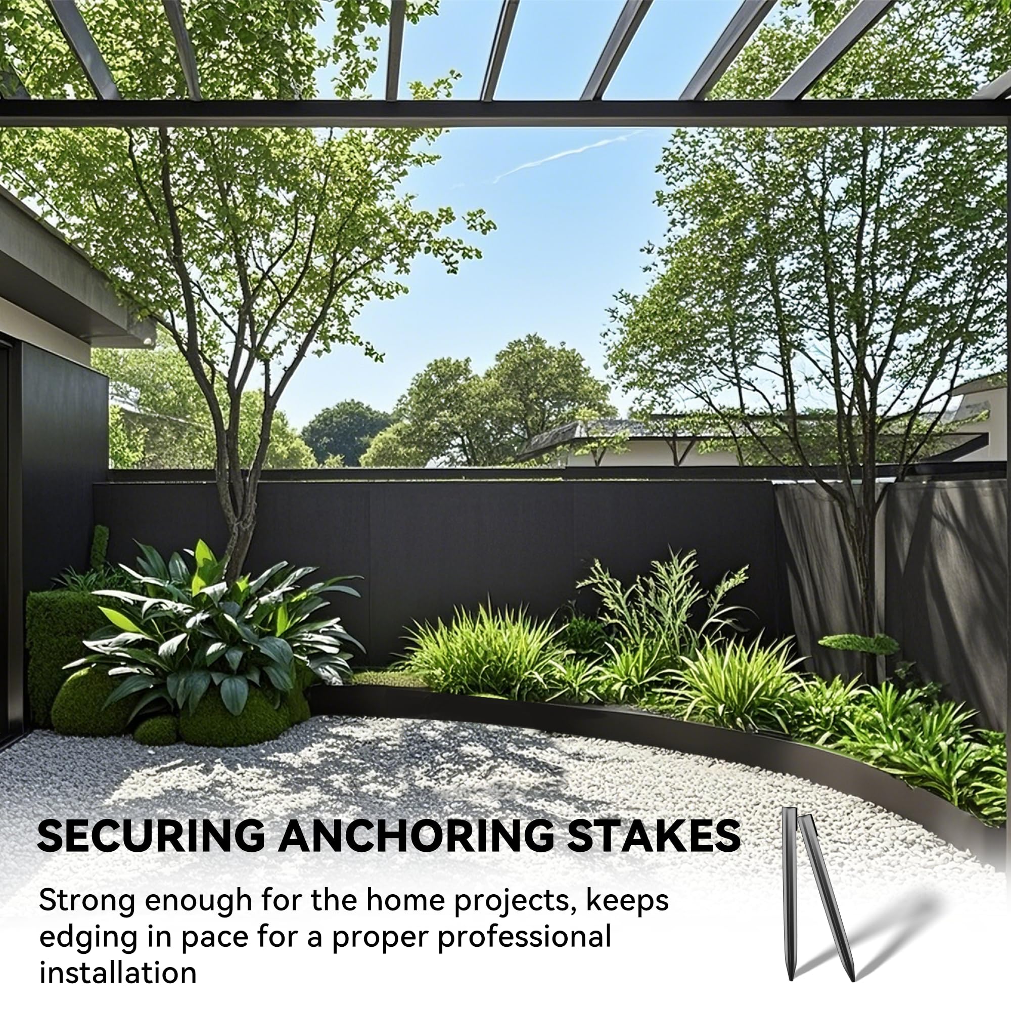 Worth corrugated edging stake anchors soil for neat borders.