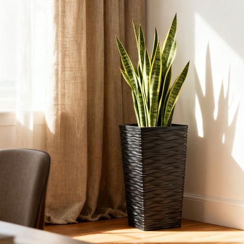 Worth Garden 2-Pack black tall planter, outdoor resilience for year-round use
