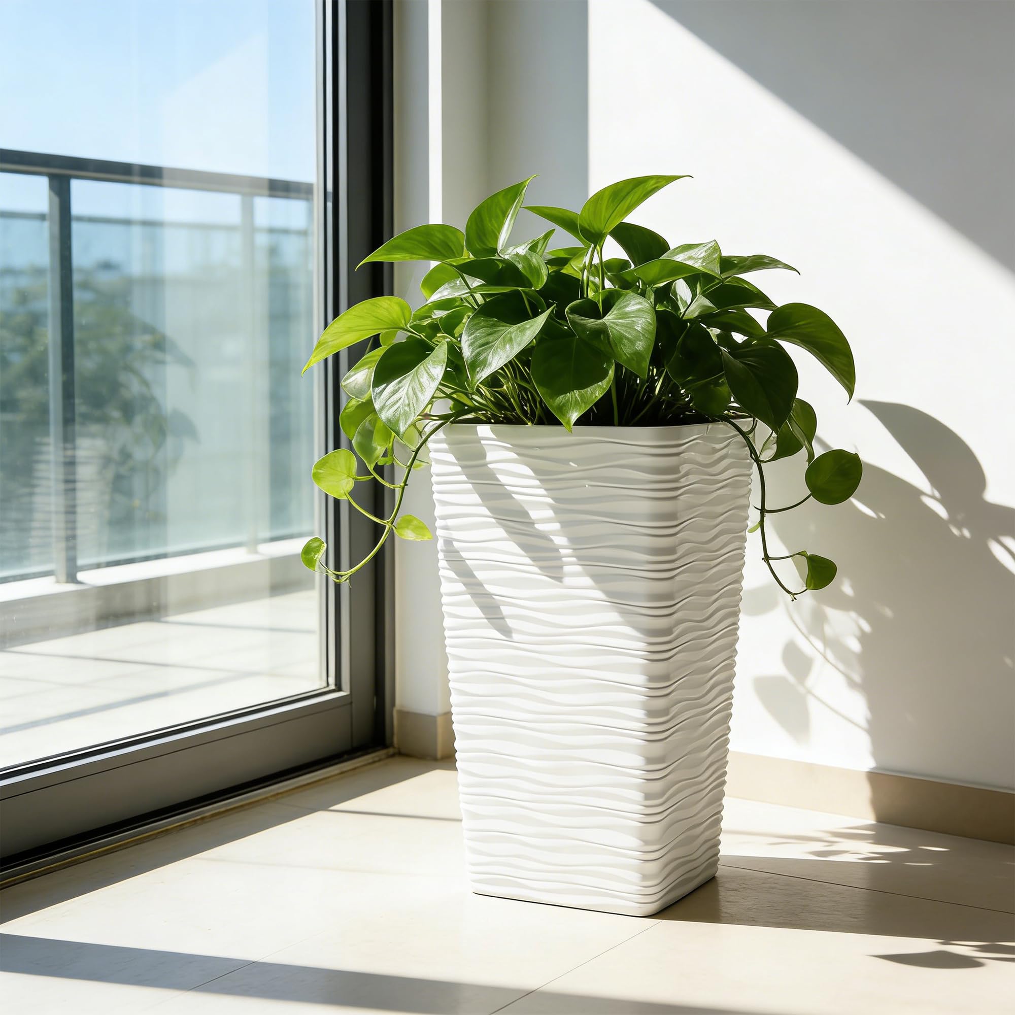 Worth Garden planter with drainage hole supports outdoor drainage and plant health.