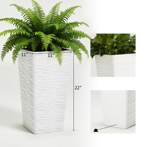 Worth Garden tall square planter in white enhances indoor decor and entranceways.