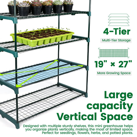 Worth Garden 4 Tier Mini Greenhouse assembly view demonstrates tool-free setup