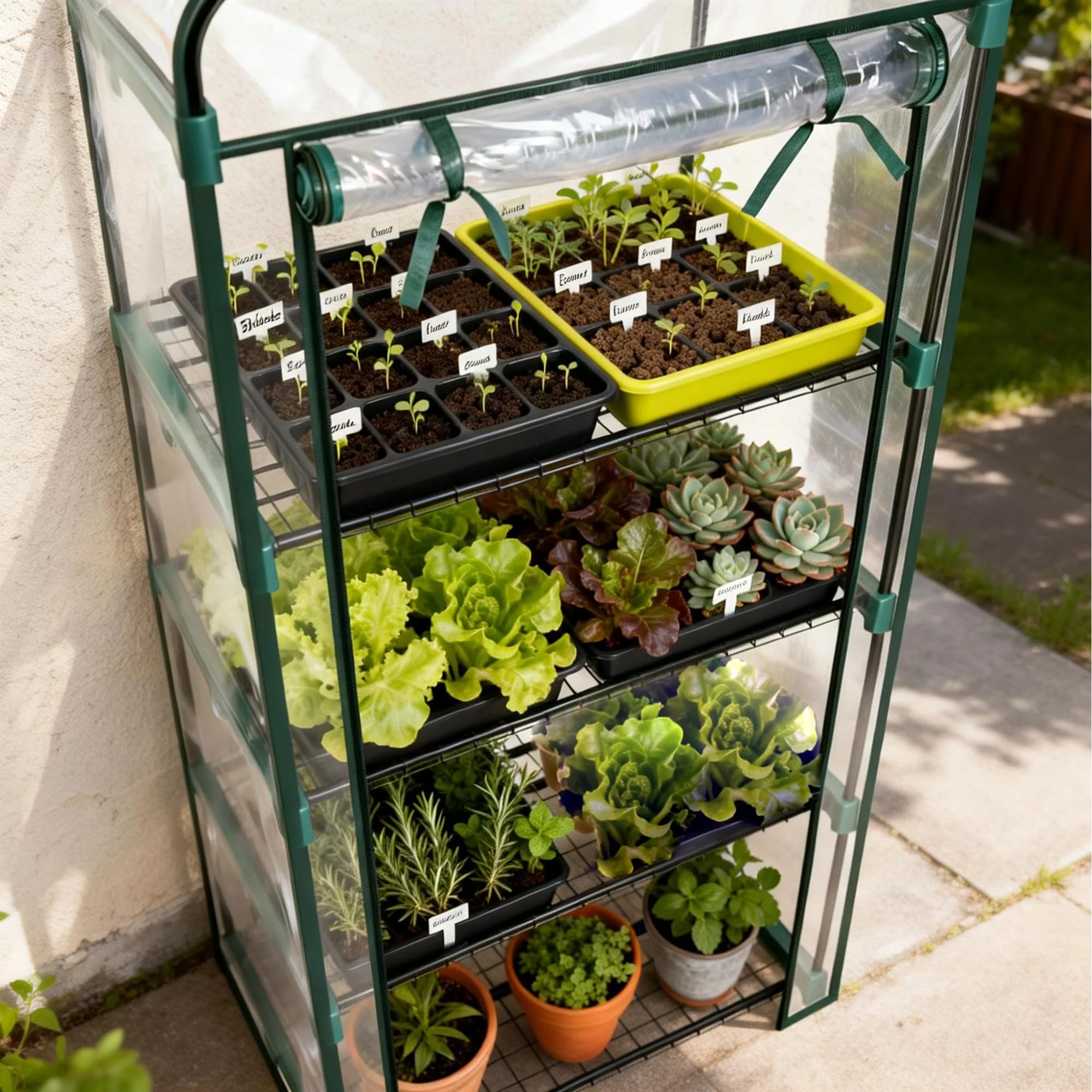 Worth Garden 4 Tier Mini Greenhouse indoors shows versatile growing space