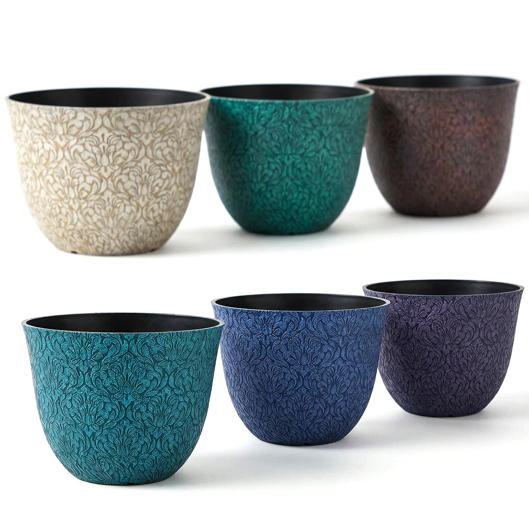 Worth Garden 8in round pot in multicolor, ideal for indoor herb plants.
