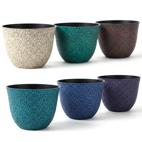 Worth Garden 8in round pot in multicolor, ideal for indoor herb plants.