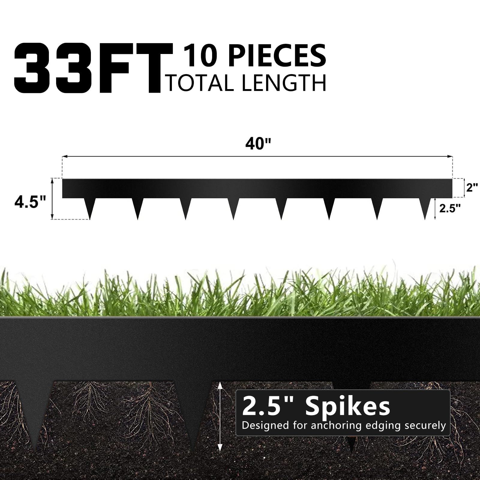Worth Garden galvanized steel edging with black powder coat resists weather.