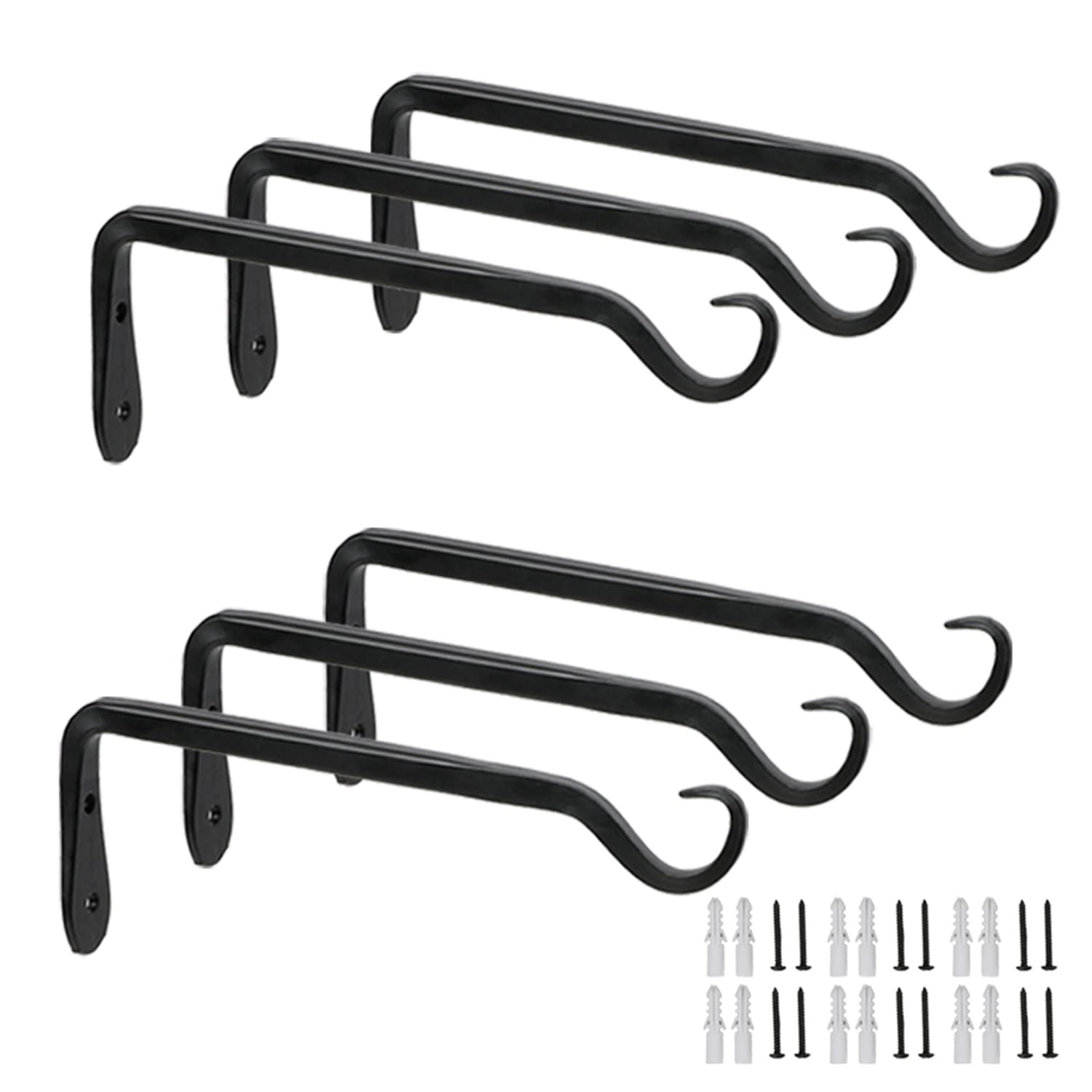 Worth Garden forged iron hanger bracket on wall for sturdy planters.